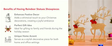 Buy eCraftIndia Wooden Reindeer Statues Showpieces Merry Christmas ...