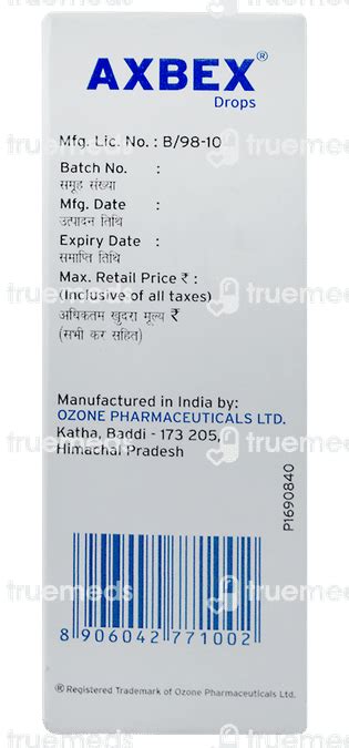 Axbex Drops 15 Ml - Uses, Side Effects, Dosage, Price | Truemeds