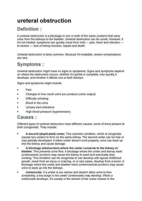 Ureteral obstruction - Ureteral obstruction can be cured. However, if ...