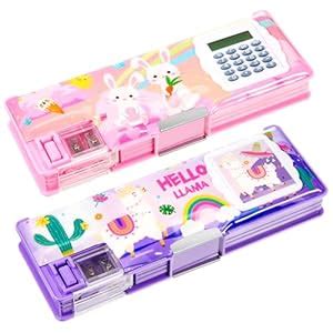 Henoyso 2 Pcs Multifunctional Pencil Box for Girls Cute Pencil Case ...