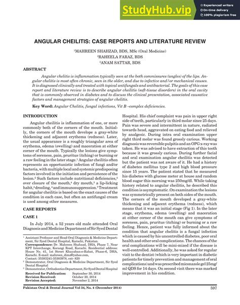 ANGULAR CHEILITIS CASE REPORTS AND LITERATURE REVIEW | PDF