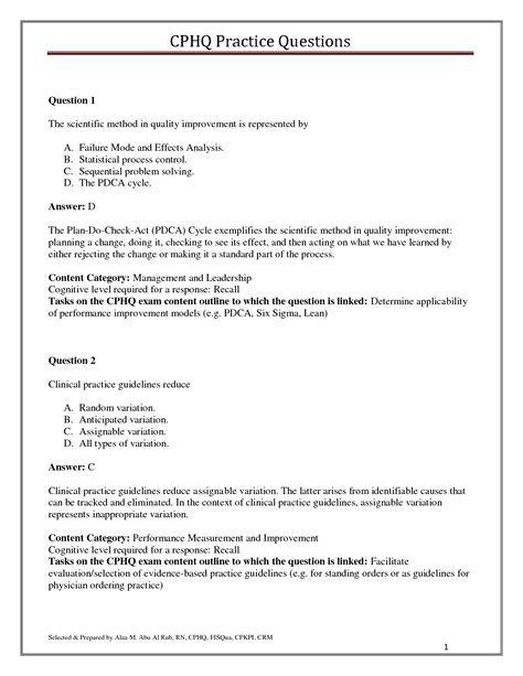 CPHQ Practice Questions 的图像结果