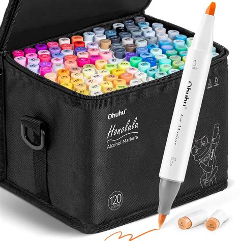Ohuhualcohol Markers Brush Tip 120 Colors Double Tip Art Markers ...