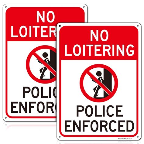 No Loitering Police Enforced Sign, No Loitering Signs for House Home ...