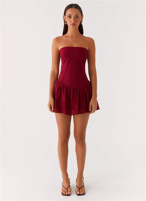 Larnie Linen Mini Dress - Deep Red – Peppermayo US