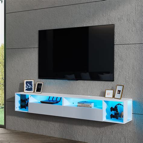 Soges Floating TV Stand with LED, Wall Mounted TV Stand with 20 Color ...