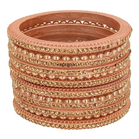 Sukriti Rajasthani Wedding Peach Lac Bangles for Women - Set of 6 ...