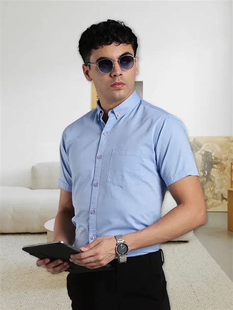 Kuons Avenue Men's Light Blue Business Elegance Formal Shirt Price in ...