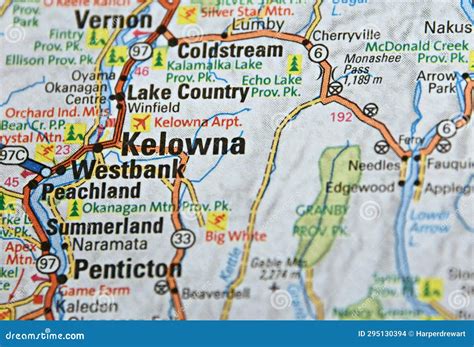 Map Image of Kelowna, Canada Stock Photo - Image of resort, edgewood: 295130394