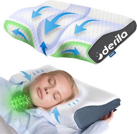 Derila Cervical Memory Foam Pillow | The Perfect Bed Pillows for Side, Back, Stomach Sleepers ...