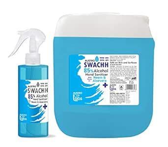 AUSTRO Swachh Hand Sanitizer Spray Liquid 5 L + 230 ml Trigger (Refill ...