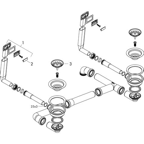 hansgrohe Waste systems sink: D15-10 Manual waste and overflow set for ...