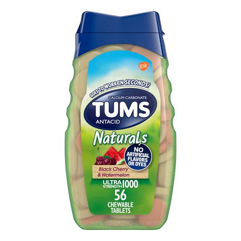Tums Naturals Ultra Strength Chewable Antacid Tablets for Heartburn Relief, 56 Count HSA/FSA ...