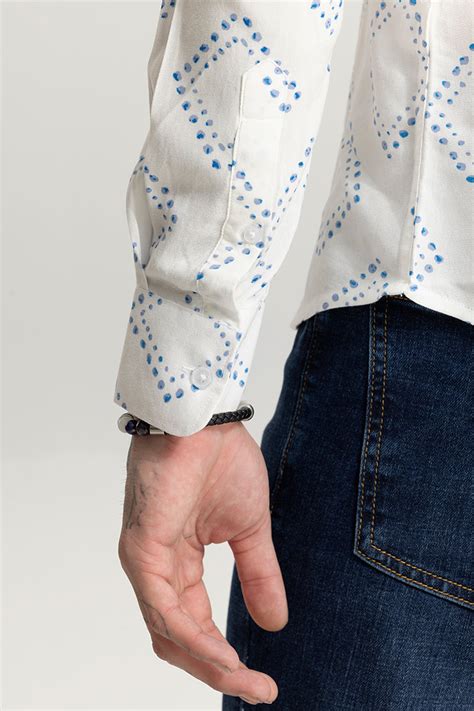 Buy Men's Dotted Romb White Shirt Online | SNITCH