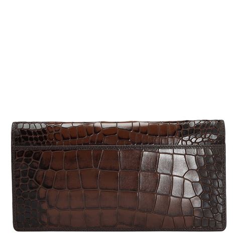 Croco Leather Passport Case - Brown – Da Milano