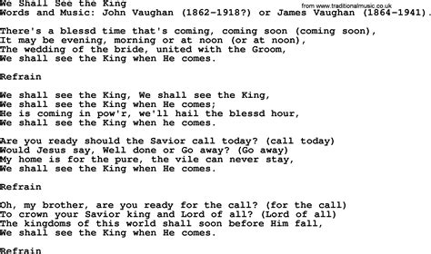 Songs and Hymns about Jesus Second Coming : We Shall See The King ...