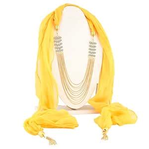 Sukkhi Wavy 10 String Gold Plated Scarf Necklace With Chain For Women ...