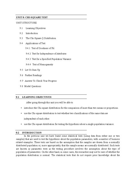 Unit 9: Chi-Square Test Overview and Applications - Studocu