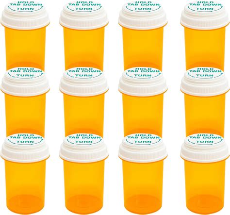 Amazon.com: Prescription Reversible Thumb Tab Vials,Pill Bottles with ...