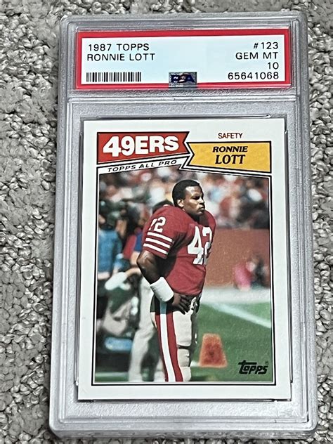 PSA 10 GEM MINT FOOTBALL CARD 1987 TOPPS HOF RONNIE LOTT SAN FRANCISCO ...
