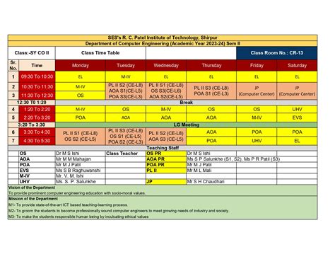 Computer Engineering Timetable
