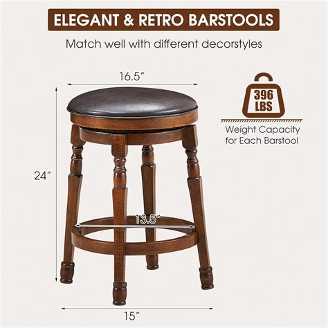 Buy ERGOMASTER Bar Stools Set of 2 Swivel Barstools 24 Inch Counter ...