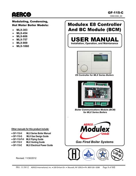 AERCO Modulex E8 Controls Guide User Manual | 112 pages