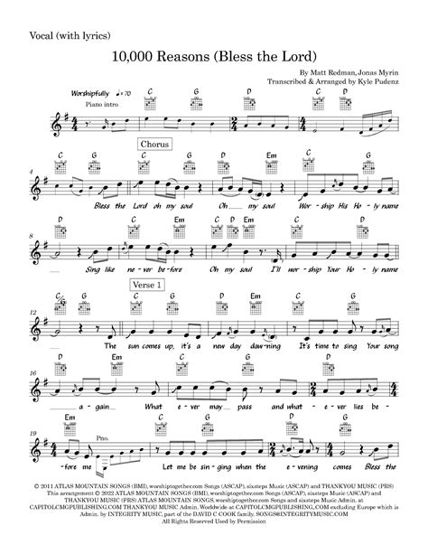 10,000 Reasons (bless The Lord) (arr. Kyle Pudenz) by Matt Redman Sheet ...