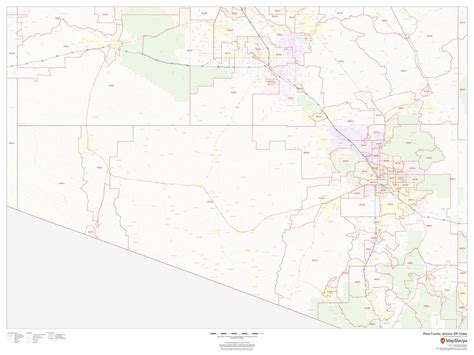 Pima County, Arizona ZIP Codes Wall Map