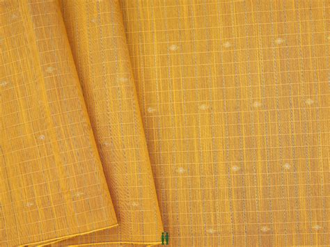 Checks Design Golden Yellow Semi Raw Silk Blouse Material