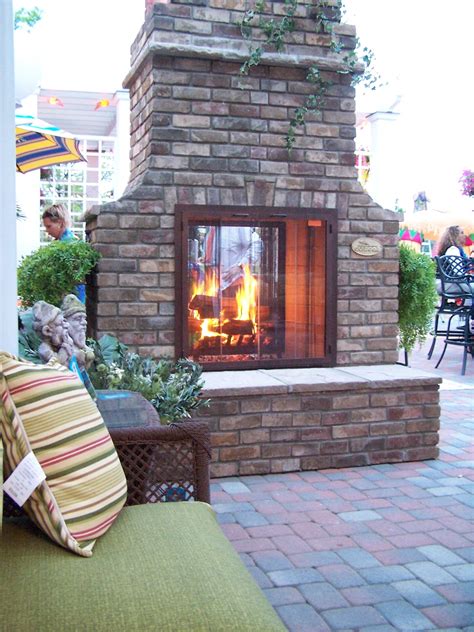 Outdoor Brick Fireplace With Granite