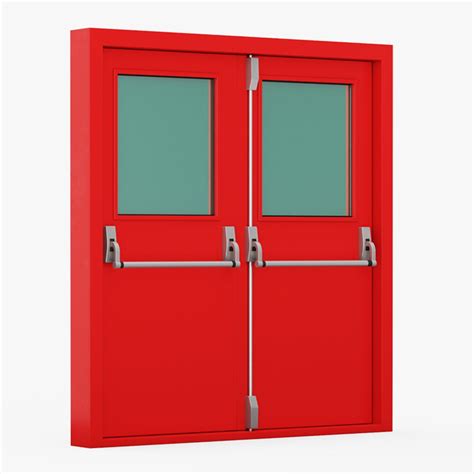 Double Fire Exit Doors with Panic Bar 3D Model $19 - .3ds .blend .c4d ...
