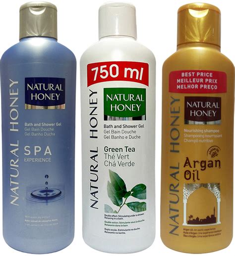 Natural Honey SPA Shower Gel & Green Tea Shower Gel & Argan Oil Shampoo ...