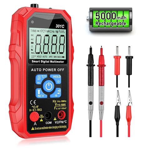 Digital Multimeter Tester Voltage Meter - Auto-Ranging USB Rechargeable ...