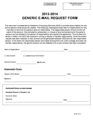 Fillable Online collin 2013-2014 GENERIC E-MAIL REQUEST FORM - Collin ...