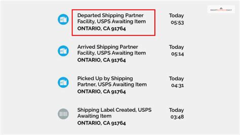 what is Departed Shipping Partner Facility USPS Awaiting Item?