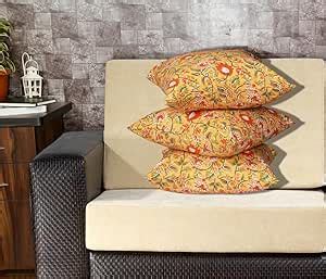 Buy Texstylers Cotton Orange Reversible 18 x 18 Inches Jaipuri Printed ...