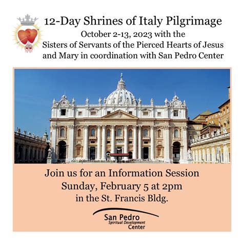 INFORMATION SESSION: Shrines of Italy 12- day Pilgrimage, including ...
