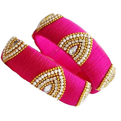 Buy Bhramari Creations Pink Silk Thread Bangles for Women at Amazon.in