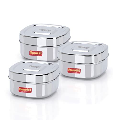 Sumeet Stainless Steel Square Storage containers Box/Dabba for Kitchen ...