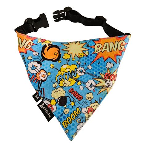 Blue Big Bang Boom Bandana | Snap-Buckle Closure | D-Ring Attachment ...