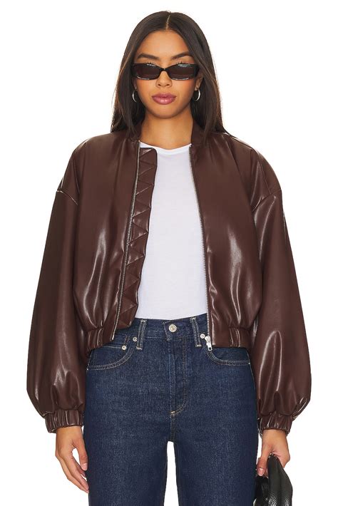Lovers and Friends x Rachel Ana Faux Leather Bomber Jacket in Pecan ...