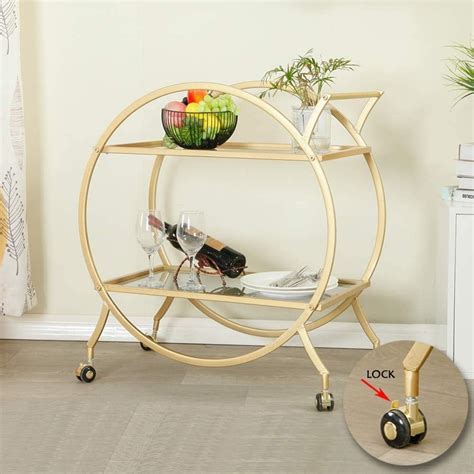 Buy MAIKAILUN Bar Cart with 2 Mirrored Shelves, Modern Metal Bar ...