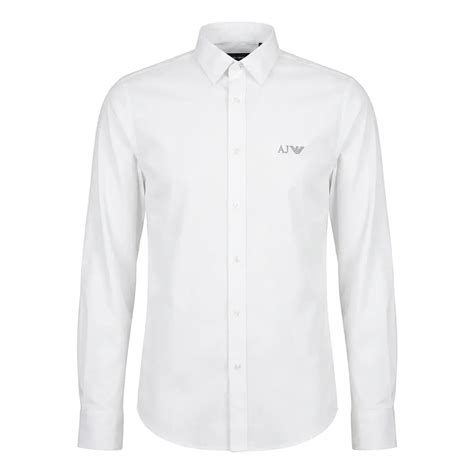 AJ ARMANI JEANS Arctic White Classic Fit Long Sleeve Button-Up Shirt ...