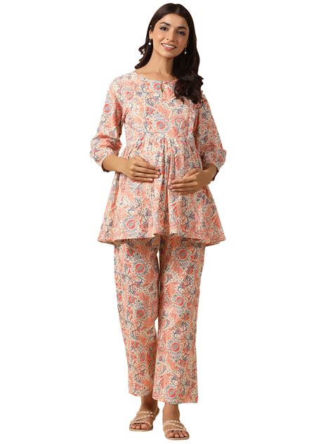 Buy Ikk Kudi by Seerat Jaipuri Floral 100% Cotton Maternity Nursing and ...