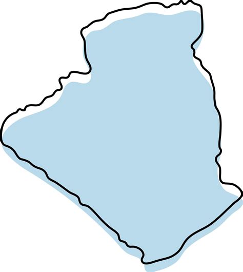Stylized simple outline map of Algeria icon. Blue sketch map of Algeria vector illustration ...