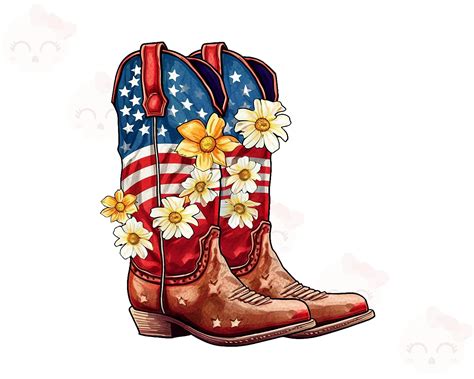 American Patriotic Western Boots, PNG Instant Download, 4th of July ...