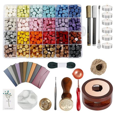 Wax Seal Stamp Kit 24 Colours Sealing Wax Octagonal Sealing Wax Beads ...