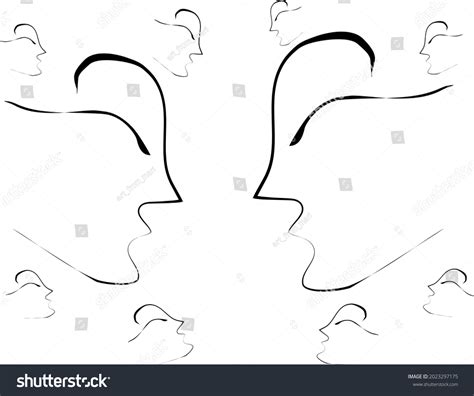 Two Faces Drawing Lines Fashion Beauty: เวกเตอร์สต็อก (ปลอดค่าลิขสิทธิ์ ...