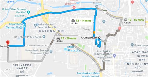 Arumbakkam to Koyambedu - Share Auto Routes - Chennai - Share Auto